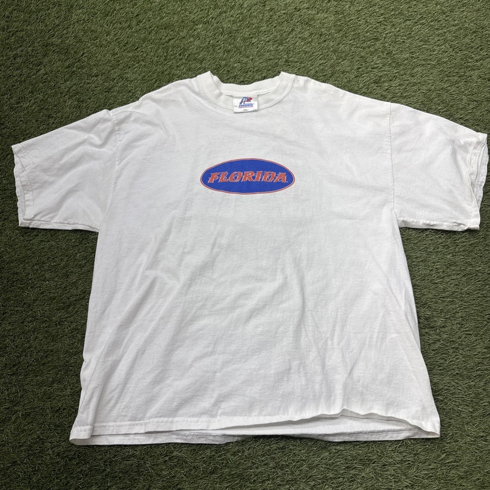 VTG University Of Florida‎ Gators Shirt Men's 2XL White Center Logo Vintage Y2K